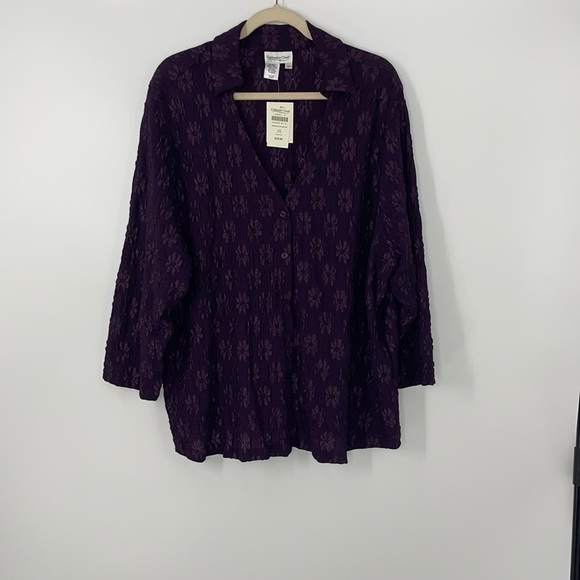 Coldwater Creek Tops - Coldwater Creek purple floral eyelet Blouse